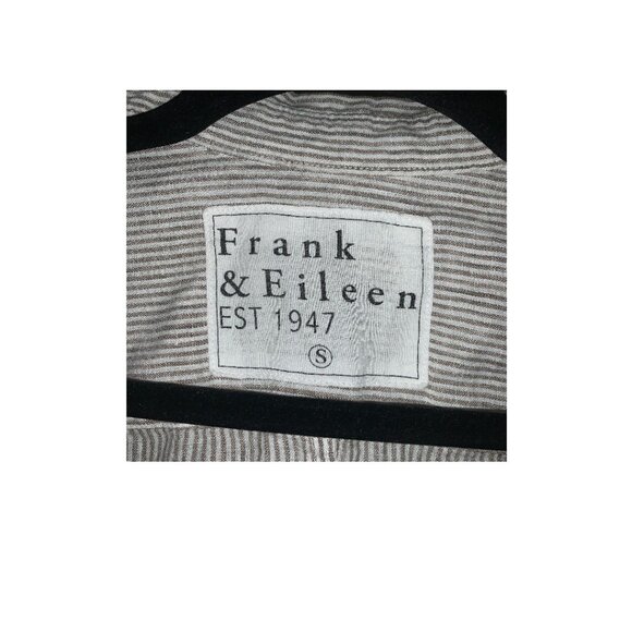 Frank & Eileen Barry Signature Crinkle Button Up Shirt 100% linen pinstripe, S - Picture 3 of 5